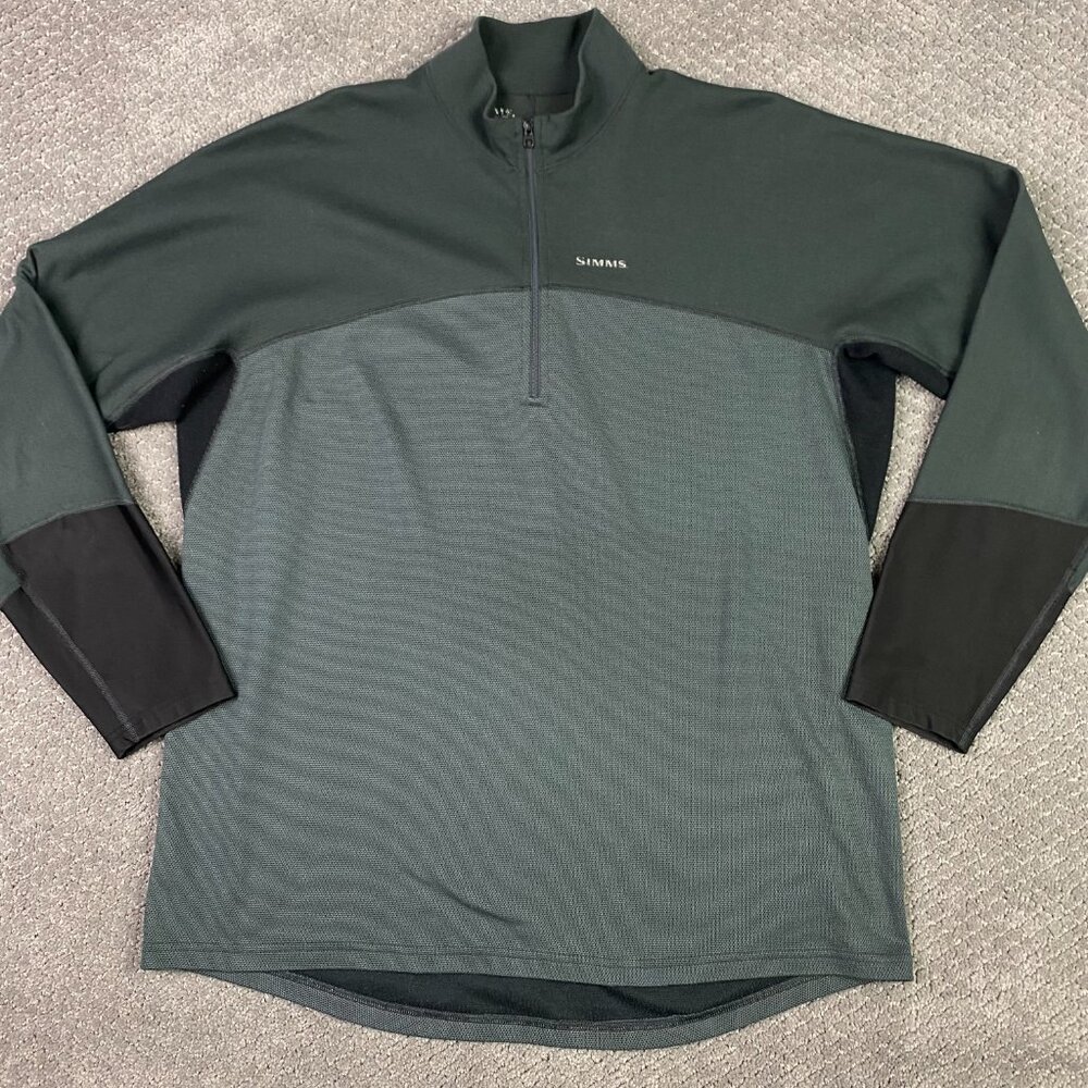 Simms 1/4 Zip Pullover Men's XL Fishing Hiking Outdoors Gray Lightweight Stretch